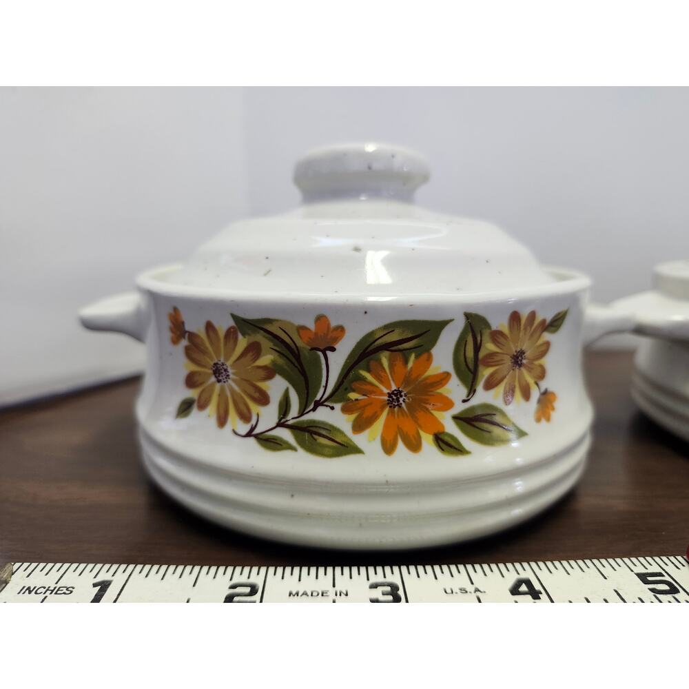 Vintage Capri Bake Serve 'N Store Stoneware Casserole Bowl 1970's Set Of 2 Soup